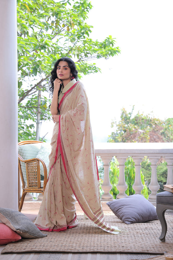 'TULIP: Citrine' Handwoven & Handblock Printed Cotton