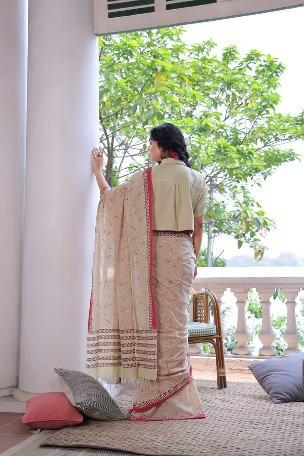 'TULIP: Citrine' Handwoven & Handblock Printed Cotton