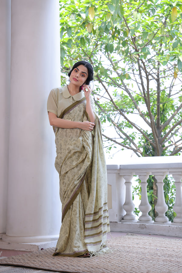 'BLOOMS: Meadow' Handwoven & Handblock Printed Cotton