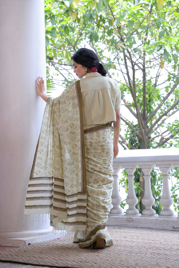 'BLOOMS: Meadow' Handwoven & Handblock Printed Cotton