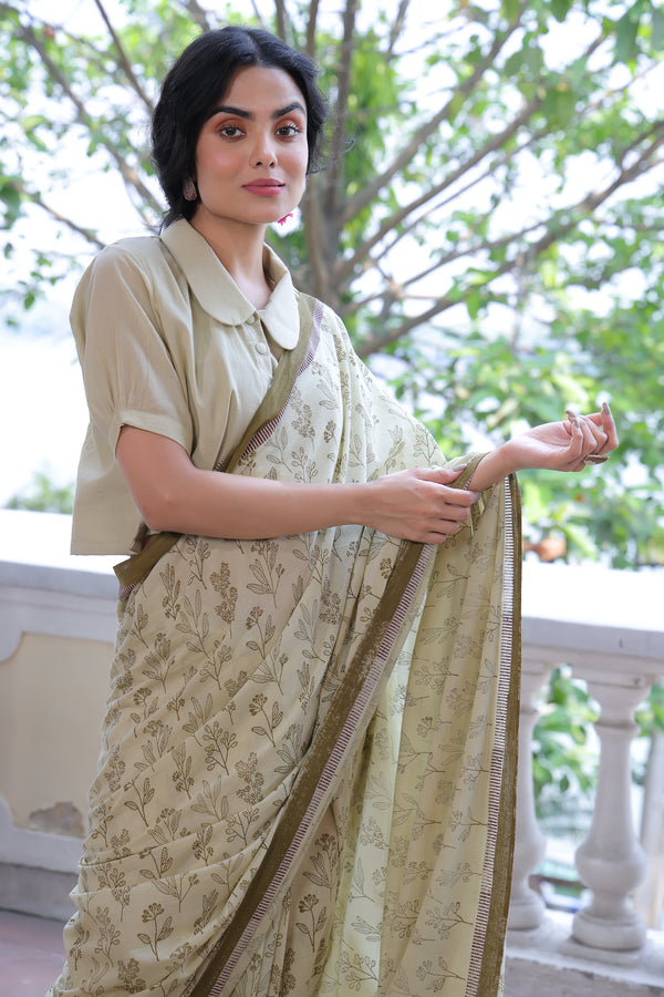 'BLOOMS: Meadow' Handwoven & Handblock Printed Cotton