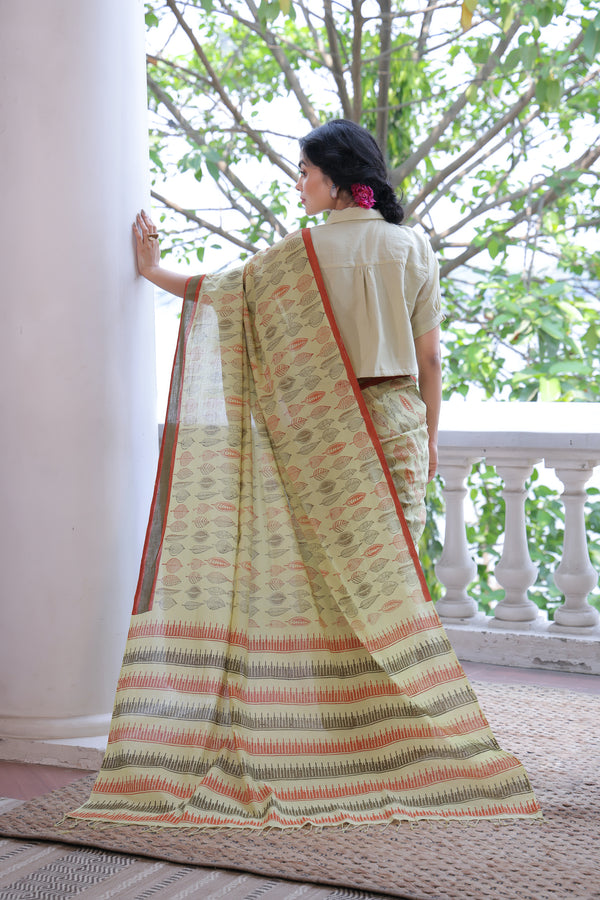 'FOLIAGE: Meadow' Handwoven & Handblock Printed Cotton
