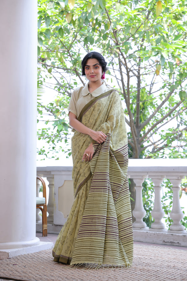 'WILDFLOWERS: Meadow' Handwoven & Handblock Printed Cotton