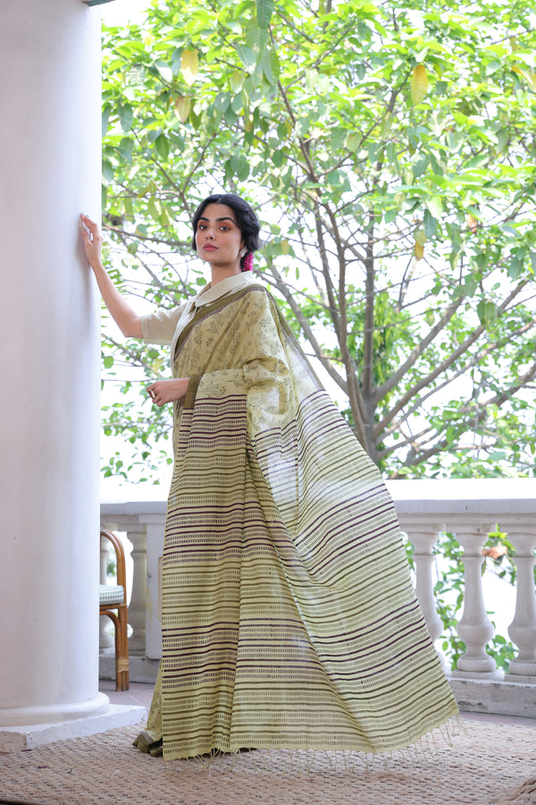 'WILDFLOWERS: Meadow' Handwoven & Handblock Printed Cotton