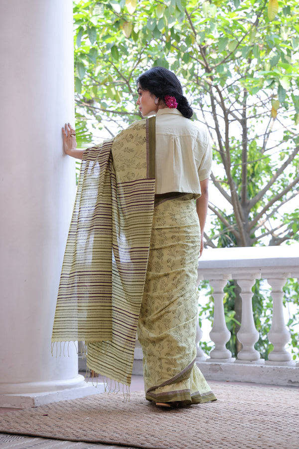 'WILDFLOWERS: Meadow' Handwoven & Handblock Printed Cotton