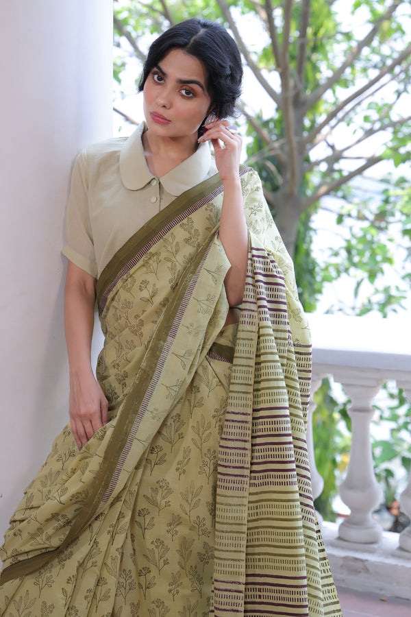 'WILDFLOWERS: Meadow' Handwoven & Handblock Printed Cotton