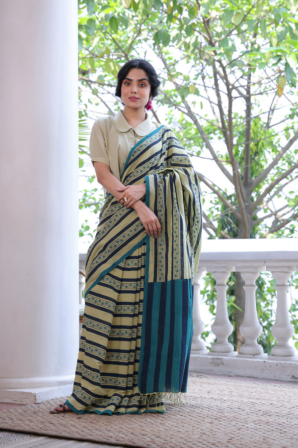'VINES: Meadow' Handwoven & Handblock Printed Cotton