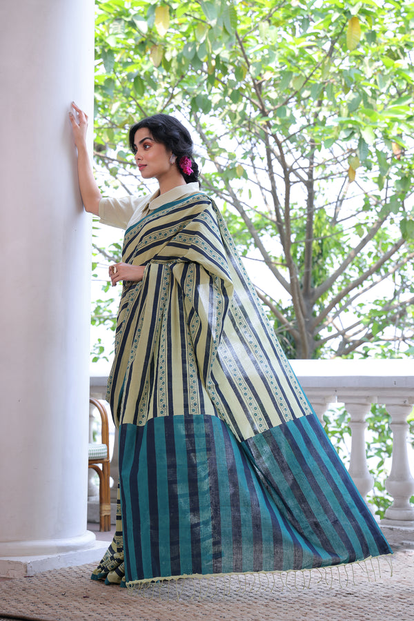 'VINES: Meadow' Handwoven & Handblock Printed Cotton