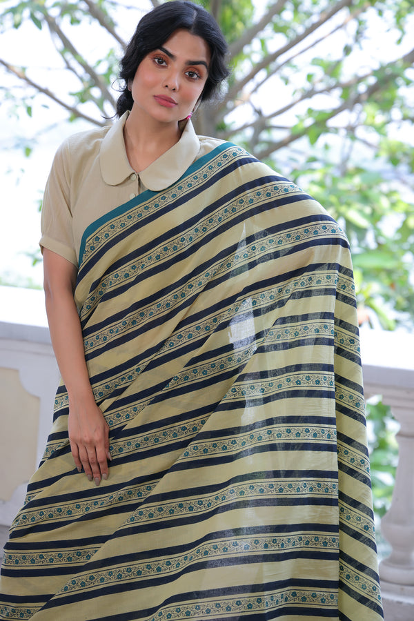 'VINES: Meadow' Handwoven & Handblock Printed Cotton