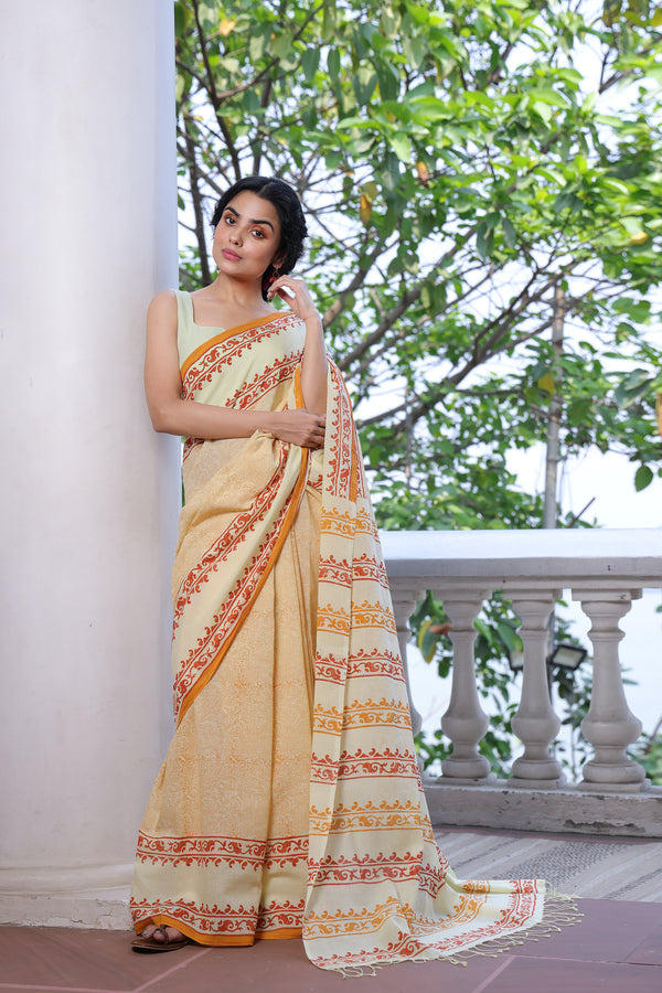 'BOTEH: Lustre' Handwoven & Handblock Printed Cotton