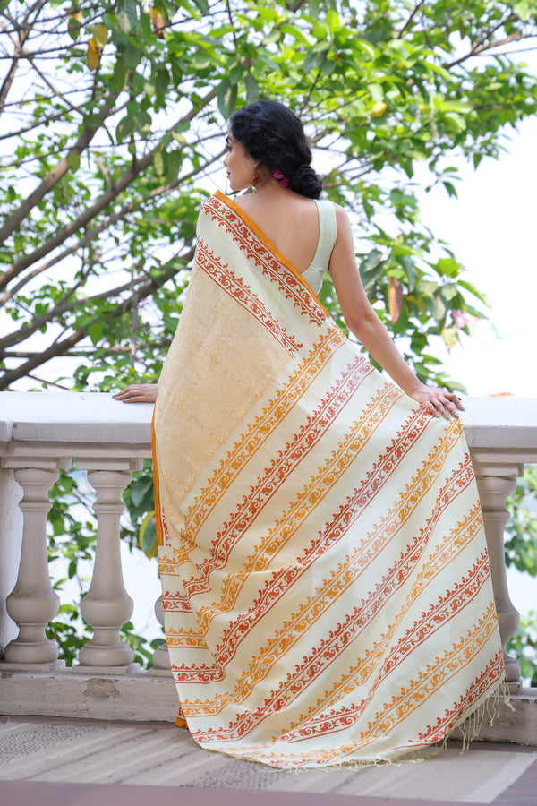 'BOTEH: Lustre' Handwoven & Handblock Printed Cotton