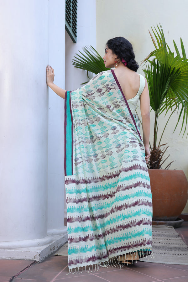 'FOLIAGE: Zephyr' Handwoven & Handblock Printed Cotton