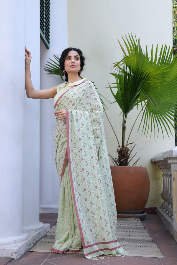 'PUNICA: Zephyr' Handwoven & Handblock Printed Cotton
