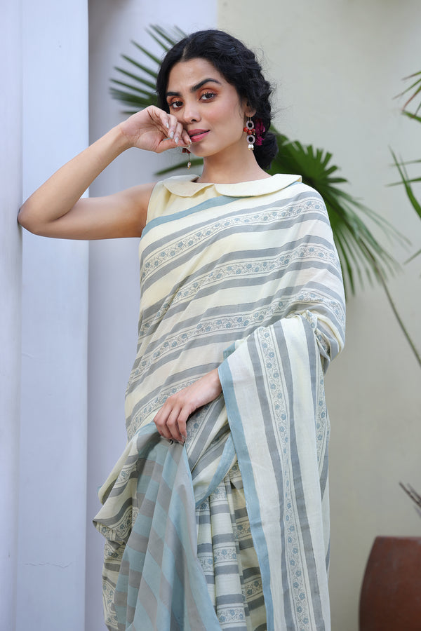 'VINES: Lustre' Handwoven & Handblock Printed Cotton