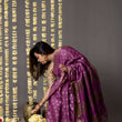 Load image into Gallery viewer, 'JAIGARH: PURPLE' Hand block printed Tussar silk