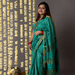 Load image into Gallery viewer, 'KANHERI: GREEN' Hand block printed Tussar silk