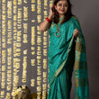 Load image into Gallery viewer, 'KANHERI: GREEN' Hand block printed Tussar silk