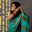 Load image into Gallery viewer, 'KANHERI: GREEN' Hand block printed Tussar silk