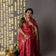 Load image into Gallery viewer, 'CHAMPANER: RED' Hand block printed Tussar silk