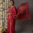 Load image into Gallery viewer, 'CHAMPANER: RED' Hand block printed Tussar silk