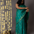 Load image into Gallery viewer, 'CHAMPANER: GREEN' Hand block printed Tussar silk