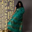 Load image into Gallery viewer, 'CHAMPANER: GREEN' Hand block printed Tussar silk
