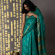Load image into Gallery viewer, 'CHAMPANER: GREEN' Hand block printed Tussar silk