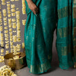 Load image into Gallery viewer, 'CHAMPANER: GREEN' Hand block printed Tussar silk