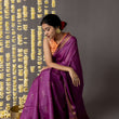 Load image into Gallery viewer, 'CHAMPANER: PURPLE' Hand block printed Tussar silk