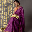 Load image into Gallery viewer, 'CHAMPANER: PURPLE' Hand block printed Tussar silk