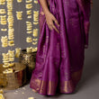 Load image into Gallery viewer, 'CHAMPANER: PURPLE' Hand block printed Tussar silk