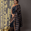 Load image into Gallery viewer, 'HAWA MAHAL: BLACK' Hand block printed Tussar silk