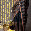 Load image into Gallery viewer, 'HAWA MAHAL: BLACK' Hand block printed Tussar silk