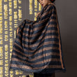 Load image into Gallery viewer, 'HAWA MAHAL: BLACK' Hand block printed Tussar silk