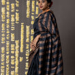 Load image into Gallery viewer, 'HAWA MAHAL: BLACK' Hand block printed Tussar silk