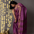 Load image into Gallery viewer, 'KANHERI: PURPLE' Hand block printed Tussar silk