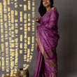 Load image into Gallery viewer, 'KANHERI: PURPLE' Hand block printed Tussar silk