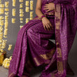 Load image into Gallery viewer, 'KANHERI: PURPLE' Hand block printed Tussar silk