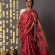 Load image into Gallery viewer, 'AMER: RED' Hand block printed Tussar silk