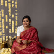 Load image into Gallery viewer, 'AMER: RED' Hand block printed Tussar silk