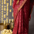 Load image into Gallery viewer, 'AMER: RED' Hand block printed Tussar silk