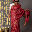Load image into Gallery viewer, 'AMER: RED' Hand block printed Tussar silk