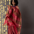 Load image into Gallery viewer, 'GOL GUMBAZ: RED' Hand block printed Tussar silk