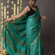 Load image into Gallery viewer, 'MEHRANGARH: GREEN' Hand block printed Tussar silk