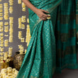 Load image into Gallery viewer, 'MEHRANGARH: GREEN' Hand block printed Tussar silk