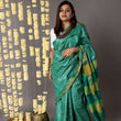 Load image into Gallery viewer, 'GOL GUMBAZ: GREEN' Hand block printed Tussar silk