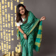 Load image into Gallery viewer, 'GOL GUMBAZ: GREEN' Hand block printed Tussar silk