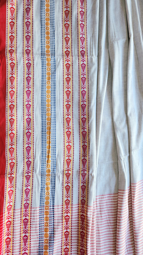 'TARANGI: Light Grey' Handwoven Begumpuri Saree