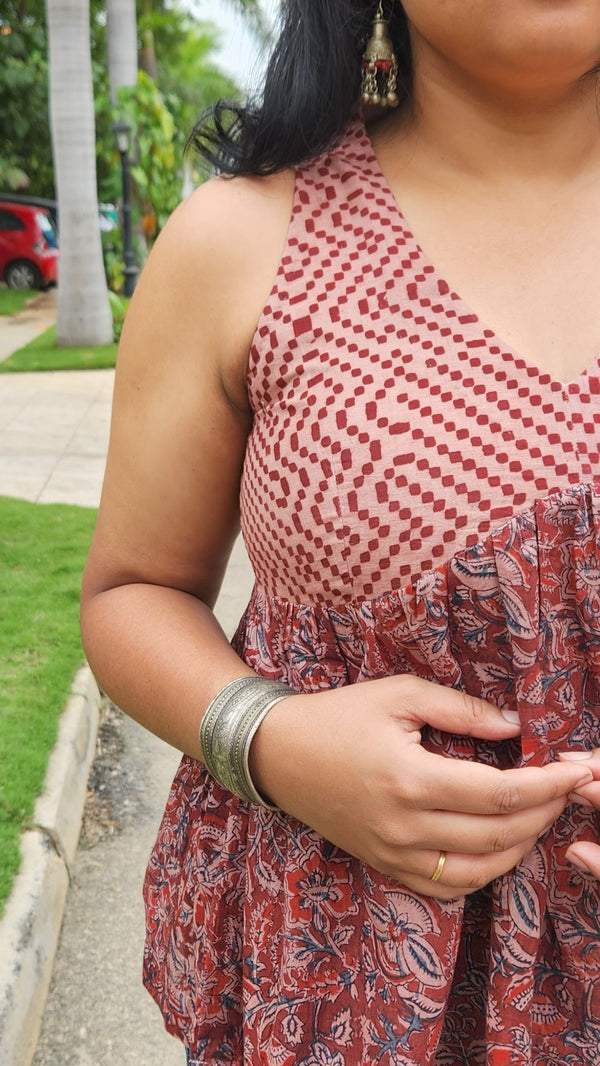 "VARNIKA" Kalamkari Hand-Block Printed Tunic Top