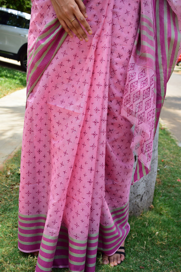 'KULAMARINJI' Hand block printed handloom Kota Doria